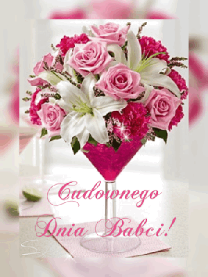 Bukiet błyszczących kwiatów w kieliszku na dzień babci